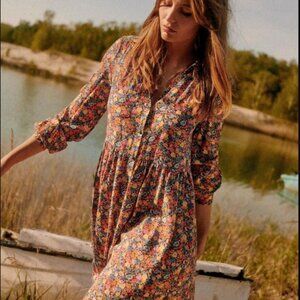 Sezane Leana Floral Long Sleeve Dress, Multicolor, Size EU 34/ US 2